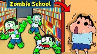 Shinchan Trapped In Zombie School  || Funny Game Roblox 