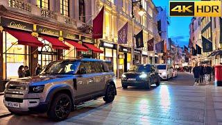 London on Foot! Iconic Landmarks!   City Rush, Lights  [4K, HDR]