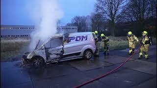 bestelbus brand af op industrieterrein in spankeren 29-01-24