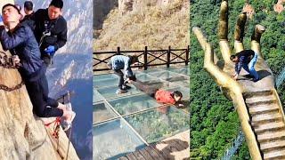 Scariest Cliff-side Glass WalkwayPeople dare to walk, Amazing chinese landscape