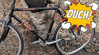 A CAR CRASHED into my GARAGE and SMASHED my BIKE! Can we SAVE this VINTAGE TREK mountain bike?