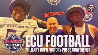 ECU Football Coach Blake Harrell, D’Anta Johnson & Rahjai Harris on Military Bowl win over NC State