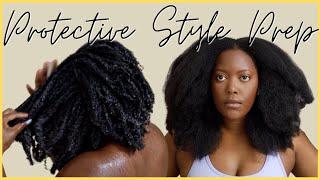 How I retain length! WASH DAY PROTECTIVE STYLE PREP | blow dry routine type 4 hair | kandidkinks