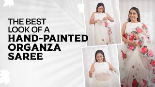 Hand painted organza saree draping | Dolly Jain saree draping styles