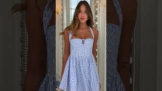 Coastal Cutie Vibes  Striped Floral Halter Dress for Your Next Seaside Escape