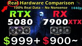 RTX 5080 vs RX 7900 XTX | REAL Test in 10 Games 1440p | Rasterization, Ray Tracing, DLSS 4, FSR, FG