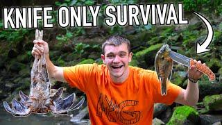 Knife ONLY Survival Challenge! (No Food, No Water, No Shelter)