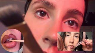 ASMR- Doing your eyebrows (mouth sounds, waxing, plucking, inaudible whispers)