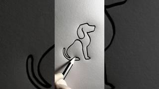 How to draw a dog from a continuous line without lifting a pencil #aram_nabeel