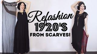 I REFASHIONED a 1920's dress from... just scarves! - The easiest Gatsby / flapper costume ever!