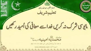 مایوسی شرک نہ کریں خدا سے معافی کی اُمید رکھیں    Taleem Sharif | #381 #idreesia #taleem