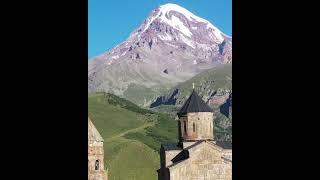 Gergeti Trinity and mount Kazbek - Most photogenic place of Georgia #kazbegi #georgia#gergeti