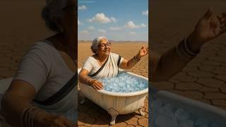 Grandmother taking ice bath  #ai #cow #cartoon