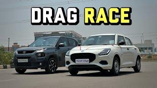 Swift 2024 Vs Tata Punch Drag Race : 86 bhp vs 80 Bhp !! New Swift 2024 Vs Tata Punch 2024 !!