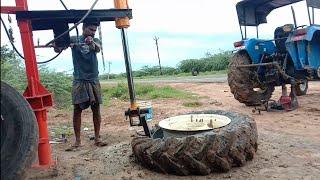 Tractor tyre puncture repair // Easy method tyre bead open and fitting