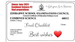 Zimsec June 2024 Combined Science P2, final exam tips, how to pass tomorrow