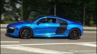 Chrom Blue Audi R8 V10 revs & sounds 1080p