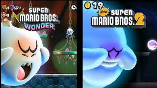 comparison of new super Mario bros 2 and u deluxe of king boo and boo vs super Mario wonder#mario