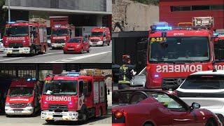 [STUCK in TRAFFIC] Barcelona Fire Department, Ambulance and Doctor Car responding to a Car Accident