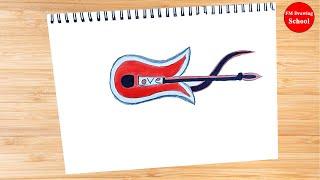 Guitar Drawing Tutorial by FM Drawing School | How to Draw Guitar Step by Step | Easy Drawing |