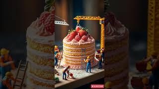 Tiny Bakers Build a Gigantic Cake | Stunning AI Miniature Art #Shorts