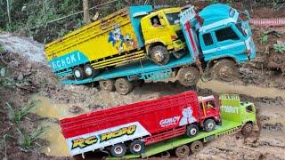 JOMPLANG saat EVAKUASI, TOWING rc truk TERBENGKALAI di HUTAN | Rc fuso belap super great, HINO 500