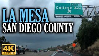 4K Driving LA MESA Neighborhood, San Diego County, California 2021, Grossmont I-8W to College (SDSU)