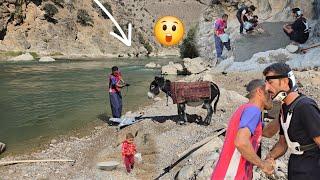 Dariush's return: preparing sand from the river with a donkey for cementing the cooking space#kohgol