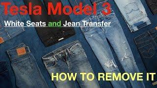 Tesla White Leather Seats - Blue Jean Transfer - How to Remove, Clean and Protect