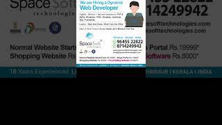 Hiring Alert: Web Developer | Thrissur Remote|SpaceSoft Technologies #hiringnow #myspace #keralajobs