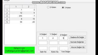 Matlab-Gui Uitable Manuel Veri Girişi #matlab #matlab_projects