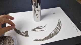 Elvis Presley's Portrait Design with Sand, Anamorphic Art