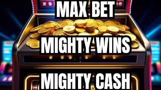 SO MANY RETRIGGERS on MAX BET On Mighty Cash Slot Machine!