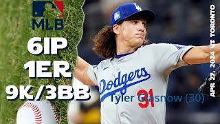 Tyler Glasnow, April 27, 2024 | MLB highlights