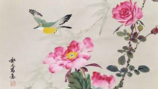 Traditional Chinese Painting - rose flower   中國水墨畫：花常開  人常好