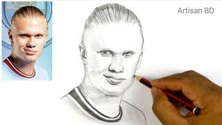 Drawing of ERLING HAALAND, pencil sketch, Haaland Qatar World Cup 2022