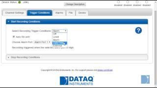 The DATAQ Instruments DI-808 'Trigger Conditions' Tab