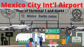 Benito Juarez Int'l Airport (MEX), Mexico City. Arriving and Walking Tour Terminal 1,Gates and Shops