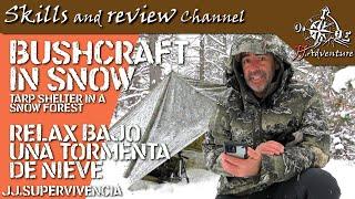  Bushcraft in the BLIZZARD | RELAX bajo una tormenta de nieve | Tarp shelter 