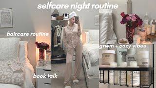 selfcare night routine 2023  glow up routine, haircare + hairwash day routine, reading ~aesthetic~