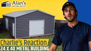 Charlie's First Reaction to His  New 24 x 40 Metal Building