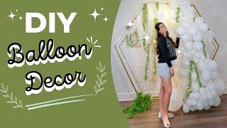 Easy bridal shower balloon decoration. DIY Wedding Decor. Easy circle backdrop arch with balloons