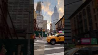 Strolling through Tribeca at sunset, where the city glows with golden light.