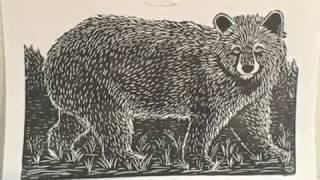 Table Top printing of a Lino Cut Black Bear