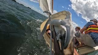 Beetle Cat Sailing on a gusty Mystic River