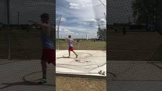 113 feet 1.6 kg discuss.  5th overall.