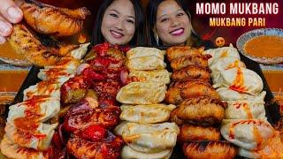 Eating Juicy Momo with @mukbangPari : Momo Platter| Nepali Mukbang