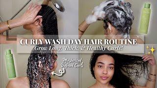 CURLY HAIR WASH DAY ROUTINE  Grow Long, Thick & Healthy Curls! | Rizos Curls Biotin Review