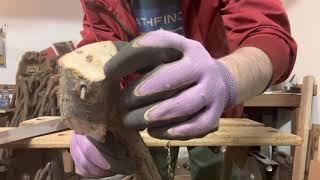 How to make a shillelagh - all done in one take no editing - shaping the handle from raw blackthorn