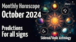 October Horoscope 2024 | Monthly Predictions | Vedic Astrology rashifal #siderealastrology#rashifal